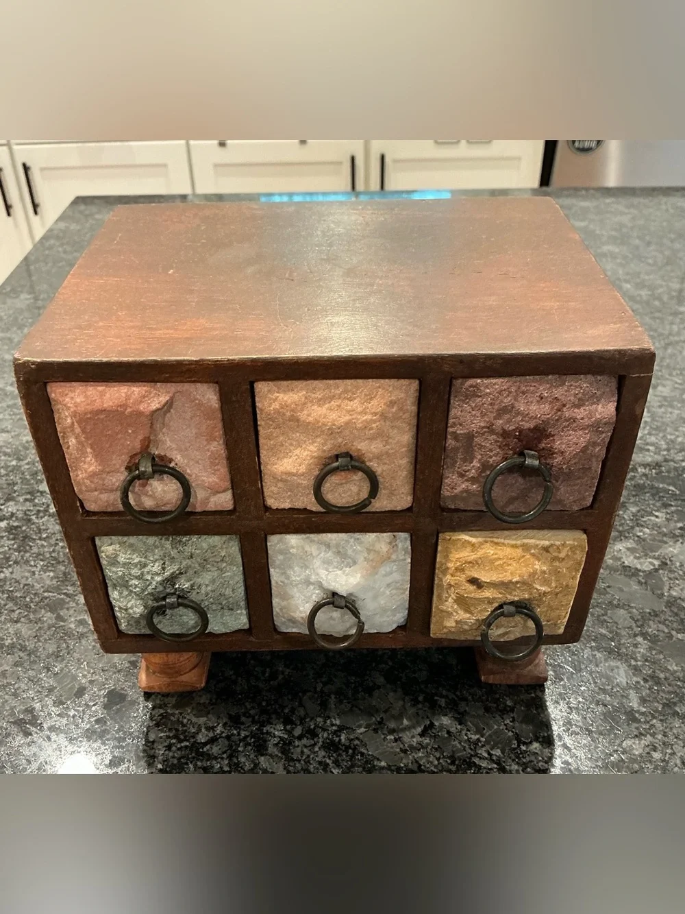 Pier 1 Imports Multi-Color Stone / Wood Apothecary Storage Chest - 6 Drawer